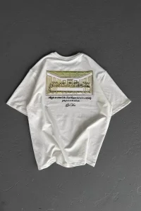 Erkek Baskılı T-Shirt Kısa Kol Bisiklet Yaka Regular Fit Rahat Kalıp Günlük Tişört - Beyaz