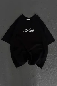 Erkek Baskılı T-Shirt Kısa Kol Bisiklet Yaka Regular Fit Rahat Kalıp Günlük Tişört - Siyah