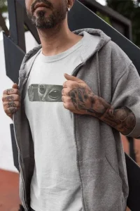 Erkek Kısa Kol Yazlık Tişört Bisiklet Yaka Baskılı Oversize T-Shirt - Beyaz