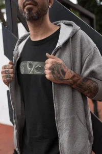 Erkek Kısa Kol Yazlık Tişört Bisiklet Yaka Baskılı Oversize T-Shirt - Siyah