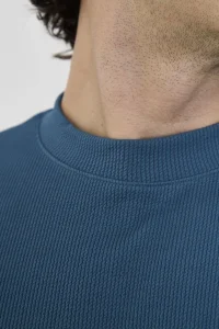 ERKEK Yazlık Tişört Bisiklet Yaka T-Shirt- Turkuaz
