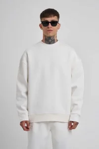 ERKEK Bisikilet Yaka 3 plik Pamuklu SweatShirt - Beyaz