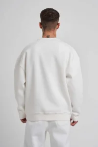 ERKEK Bisikilet Yaka 3 plik Pamuklu SweatShirt - Beyaz