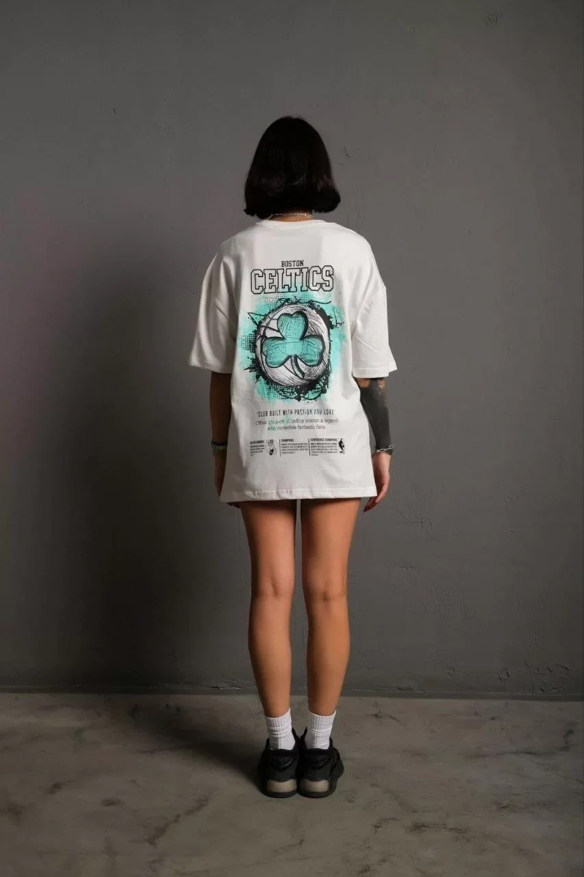 Kadın Sırt Baskılı T-shirt - Beyaz Görseli