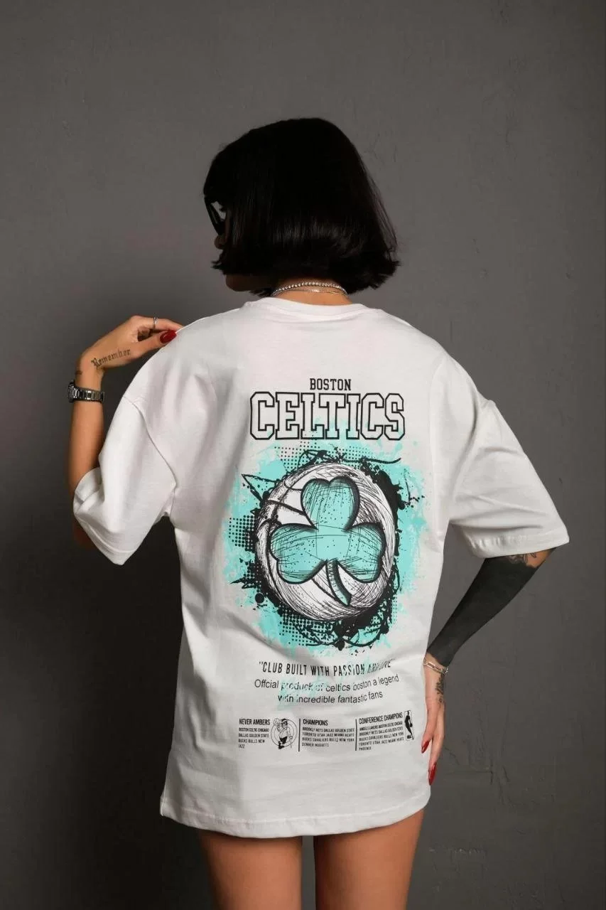 Kadın Sırt Baskılı T-shirt - Beyaz Görseli