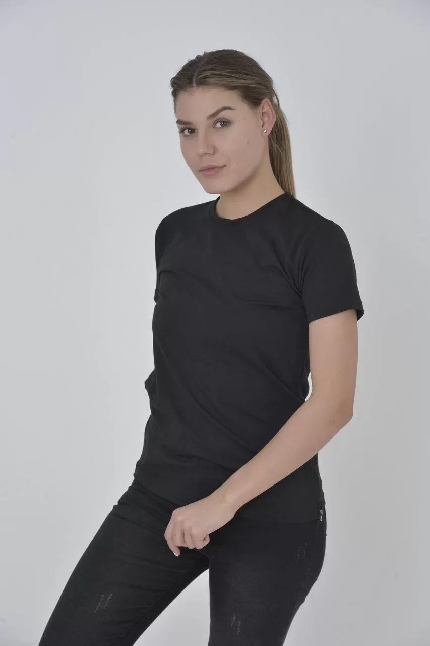 Kadın Yandan Fermuarli Slim fit T-shirt - Siyah Görseli