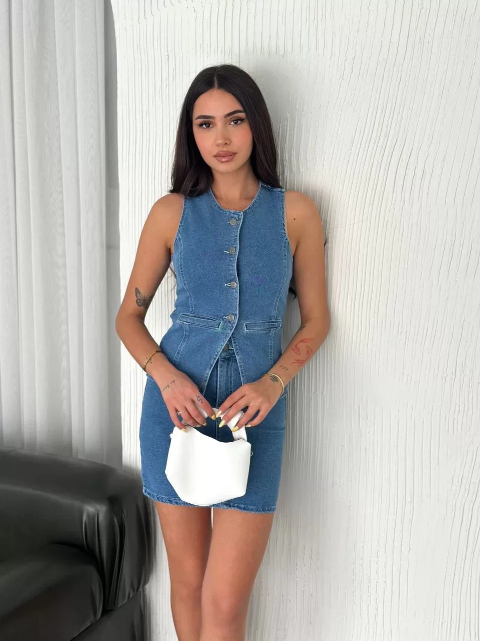 Kot Jeans Etekli ikili Takım - Mavi Görseli