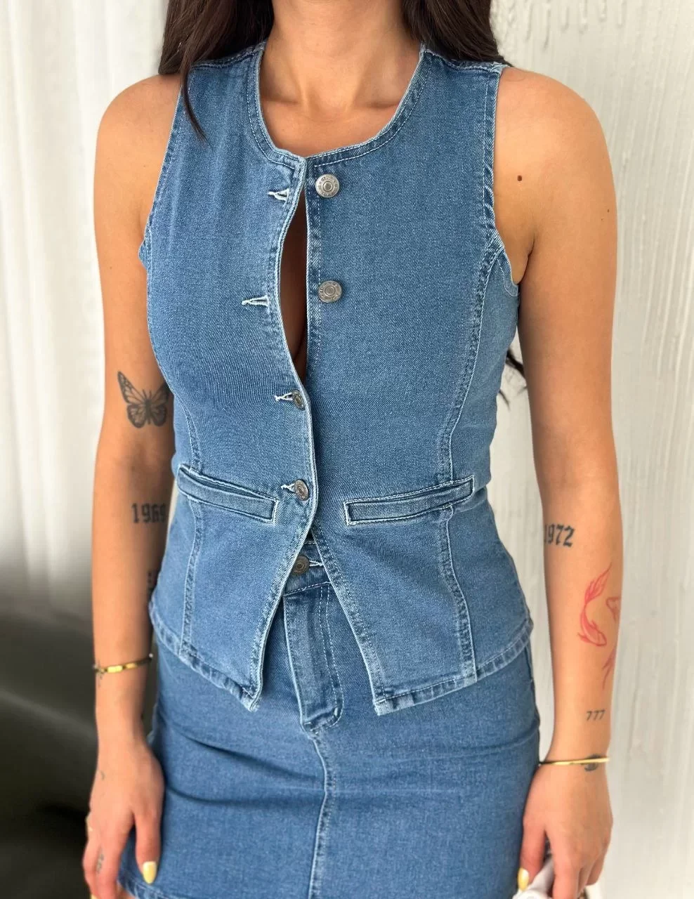 Kot Jeans Etekli ikili Takım - Mavi Görseli