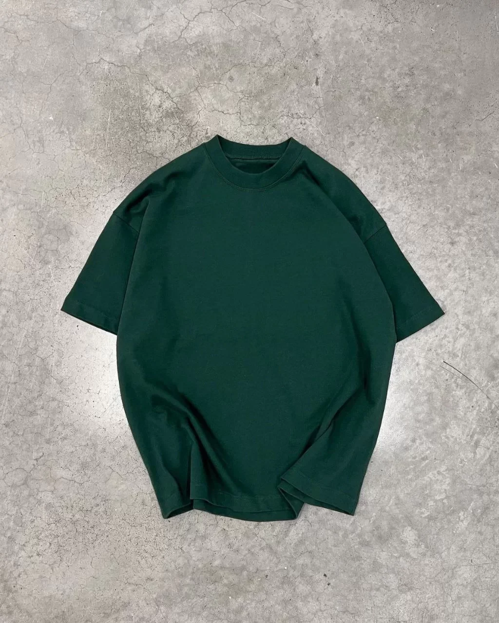 Unisex Basic Bisiklet Yaka Oversize T-Shirt - Haki Görseli