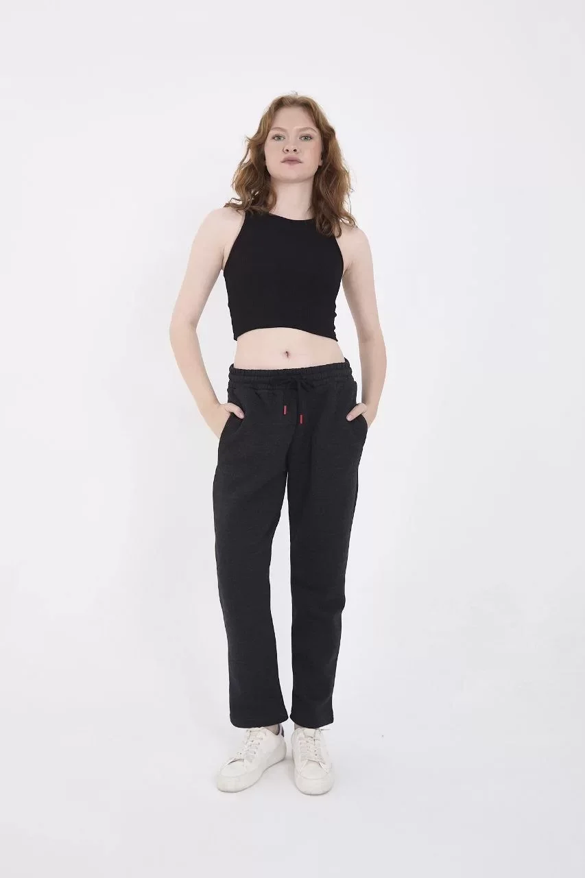Unisex Üç İplik Basic Eşofman Pantolon - Antrasit Görseli