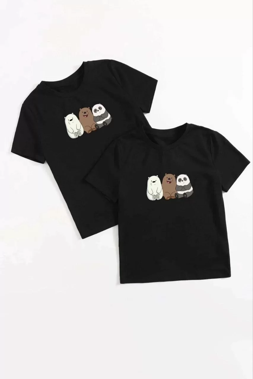 Çocuk Unisex Baskılı T-Shirt - Siyah Görseli