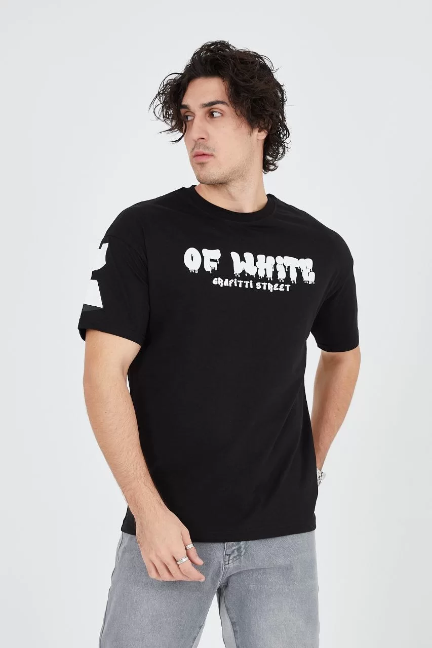 Erkek 24/1 Penye Baskılı T-Shirt - Siyah Görseli