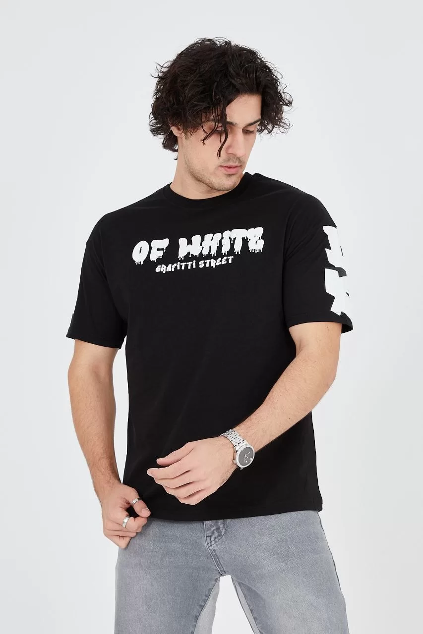 Erkek 24/1 Penye Baskılı T-Shirt - Siyah Görseli