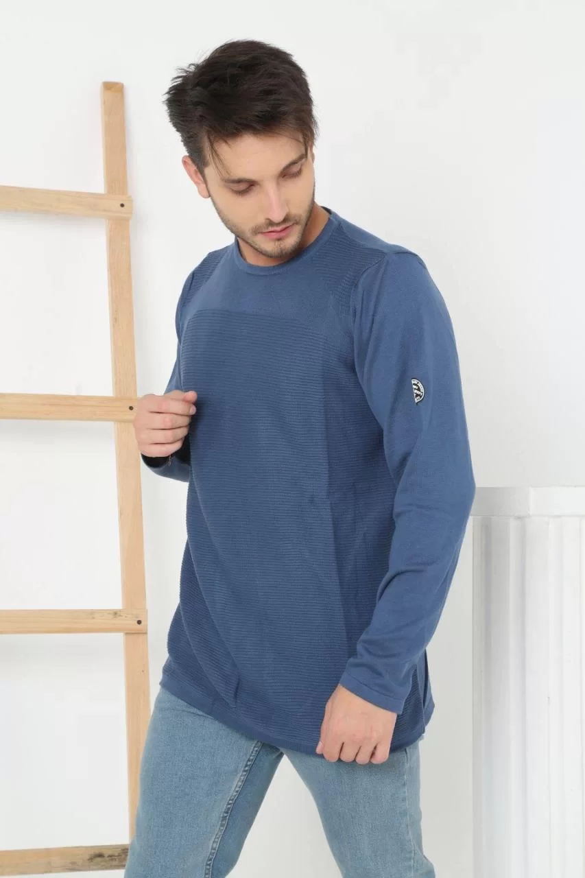 Erkek Biskilet Yaka Kolu Armalı - Koyu Mavi Görseli