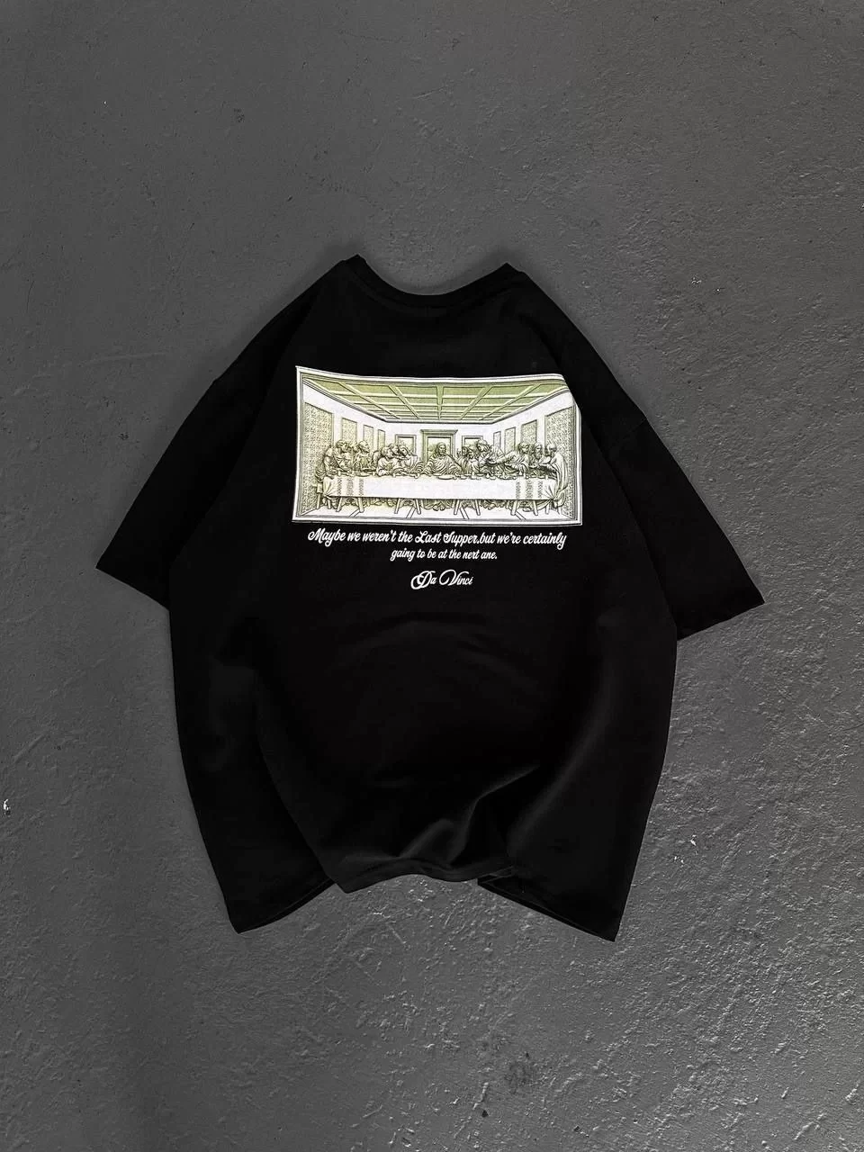 Unisex Baskılı Oversize T-Shirt - Siyah Görseli