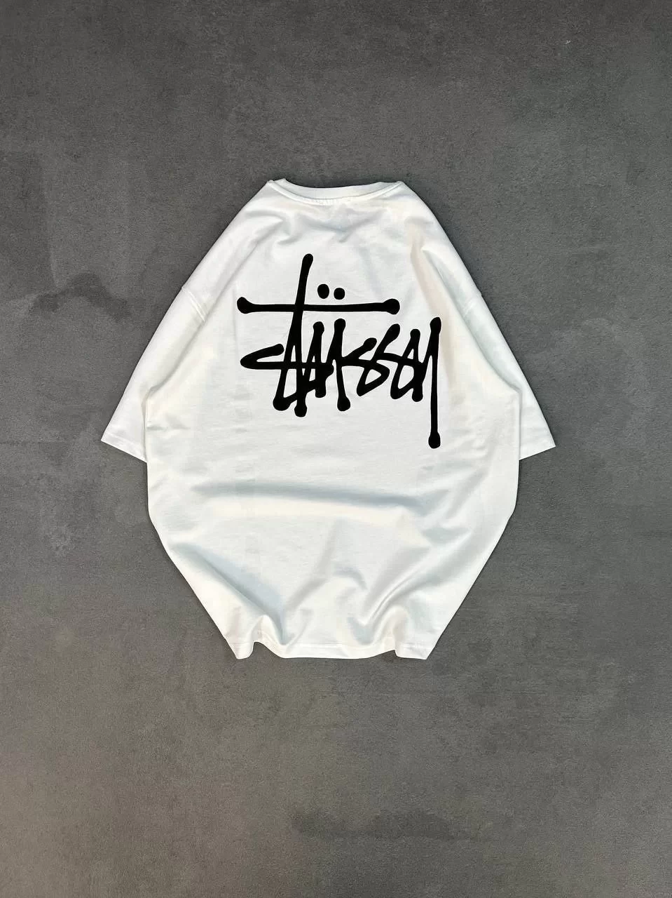Unisex Bisiklet Yaka Baskılı Oversize T-Shirt - Beyaz Görseli