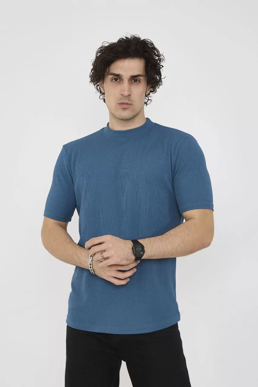 Unisex Bisiklet Yaka Slim fit T-Shirt- Turkuaz Görseli