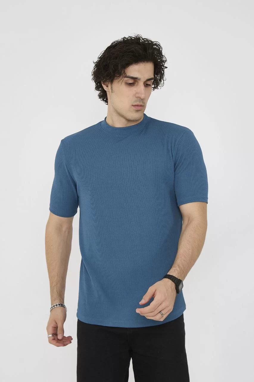 Unisex Bisiklet Yaka Slim fit T-Shirt- Turkuaz Görseli