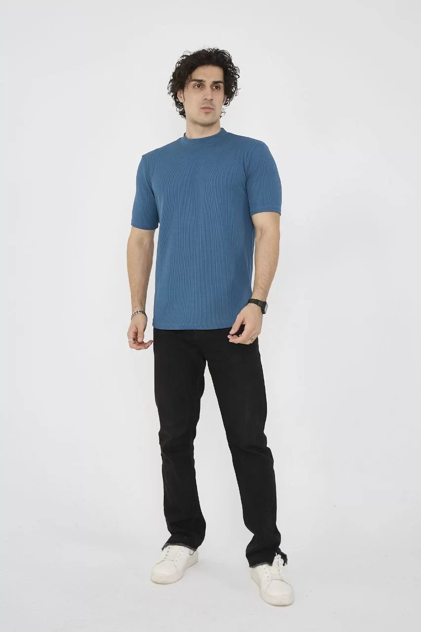 Unisex Bisiklet Yaka Slim fit T-Shirt- Turkuaz Görseli
