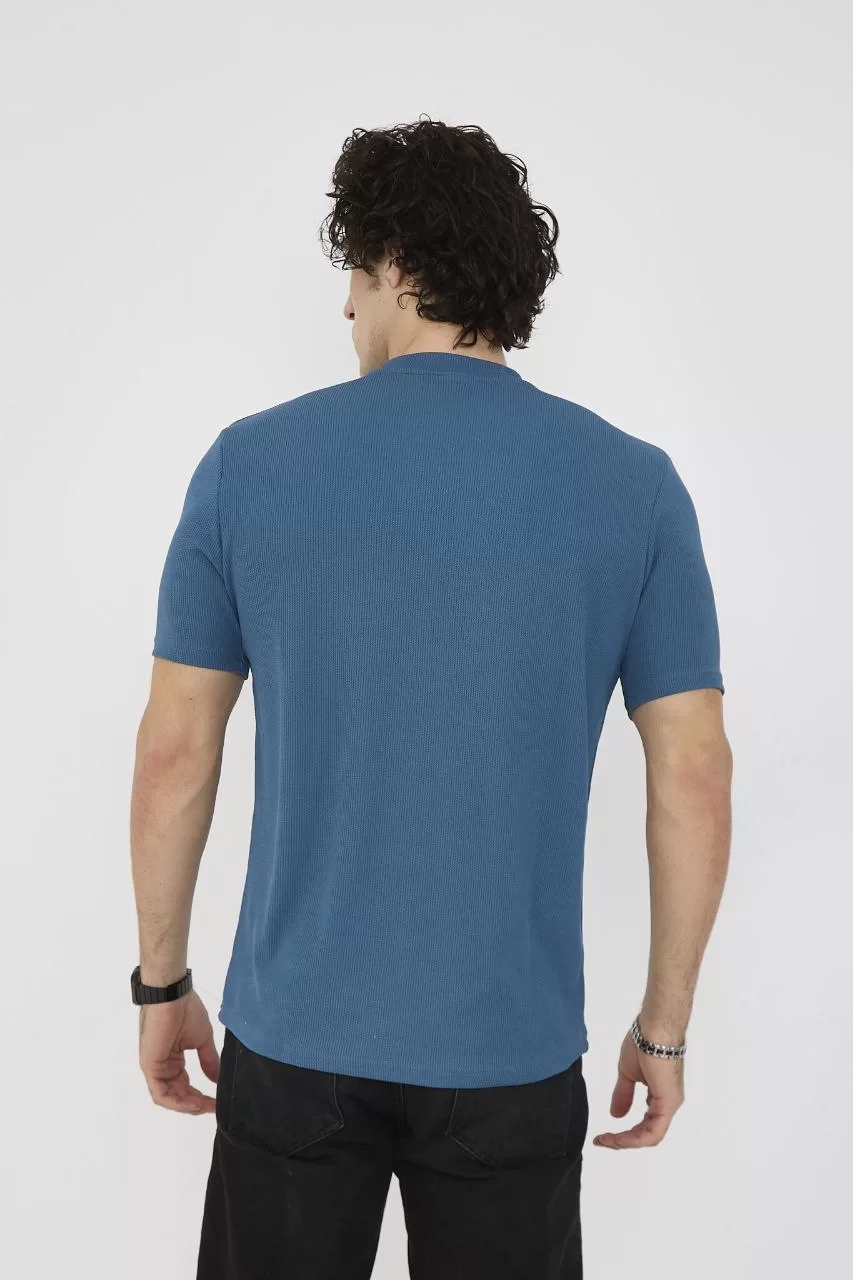 Unisex Bisiklet Yaka Slim fit T-Shirt- Turkuaz Görseli