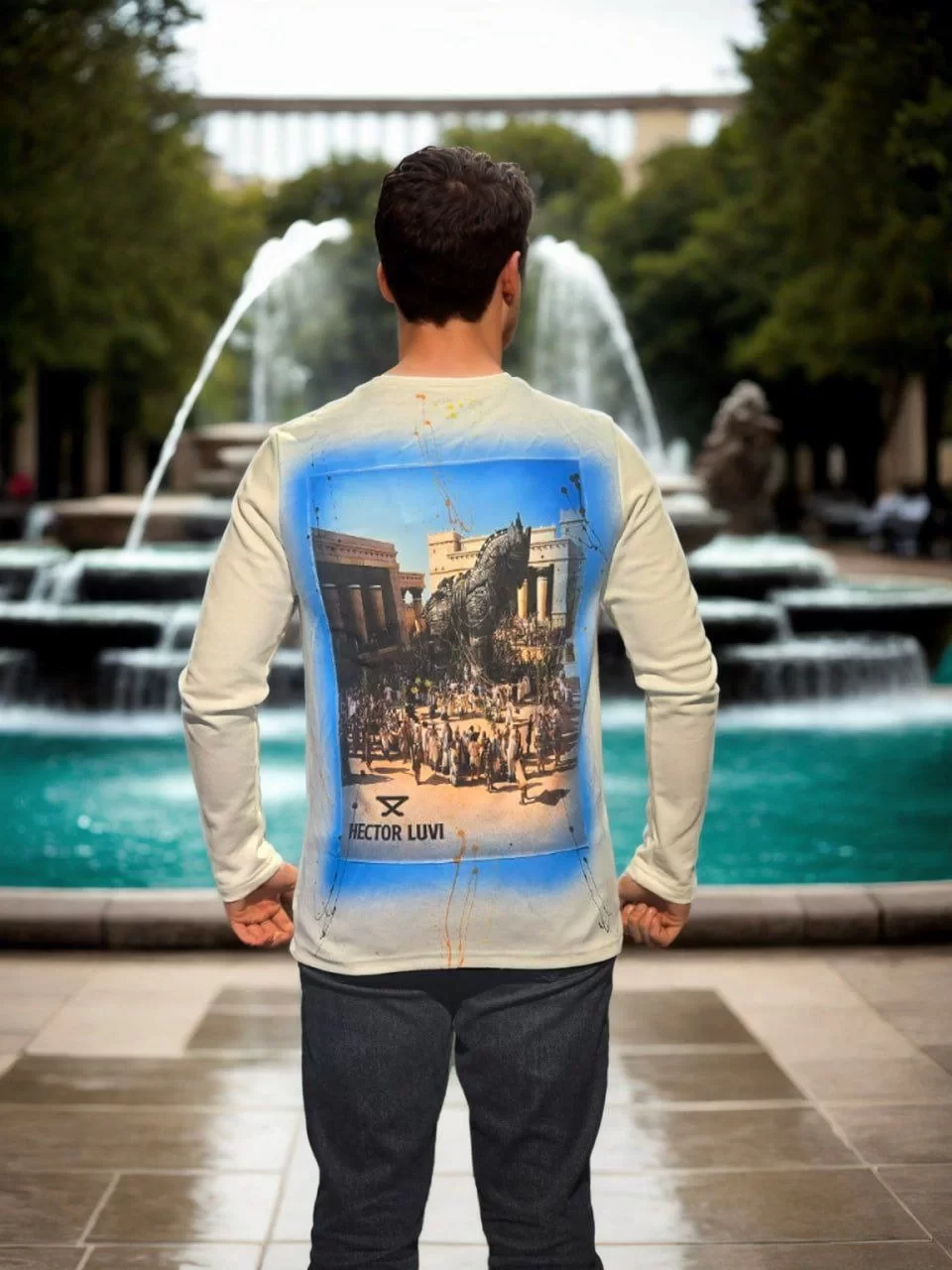 Unisex Bisiklet Yaka Uzun Kollu T-Shirt - Beyaz Görseli