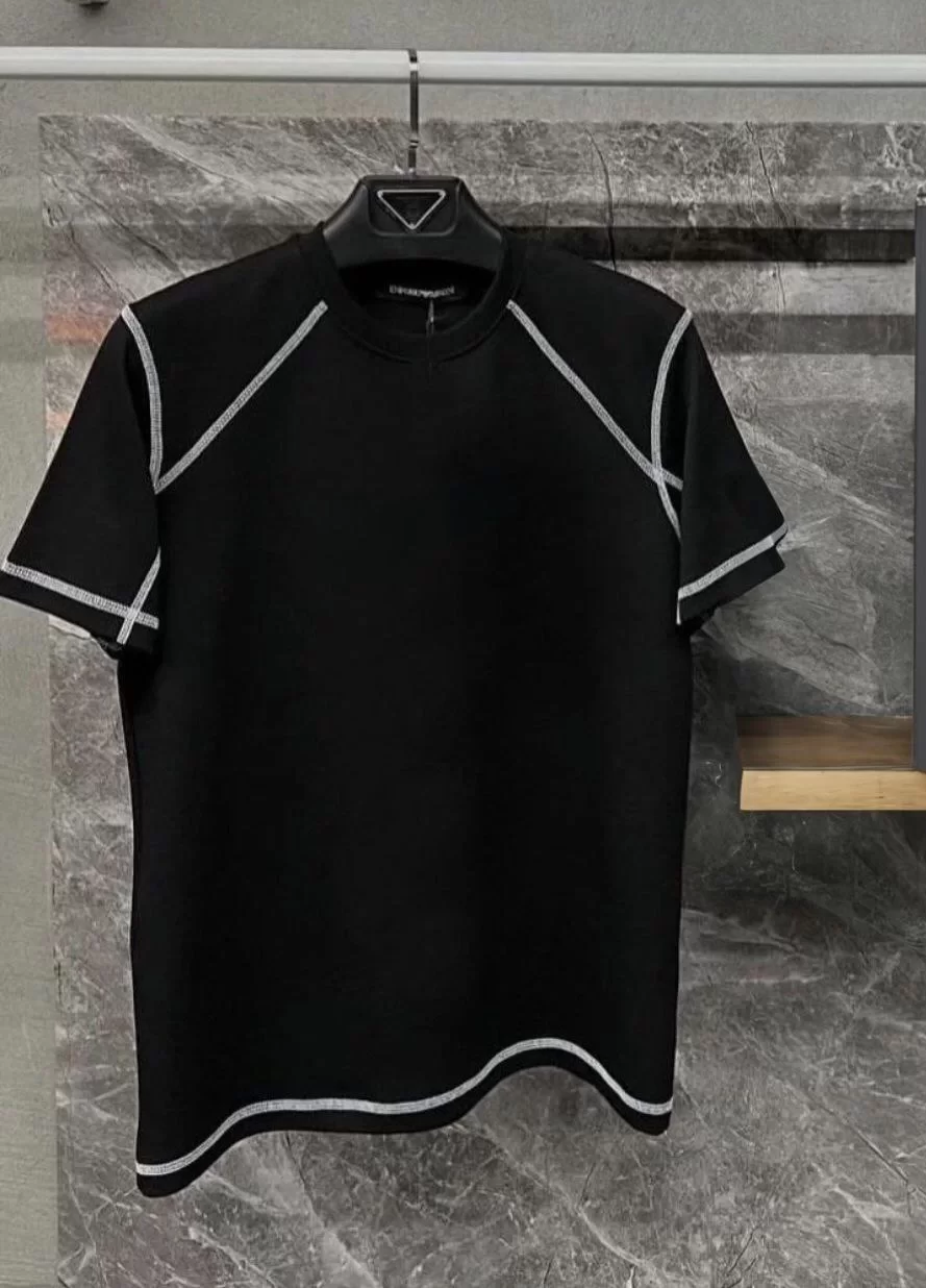 Unisex Karoyaka Dikişli Oversize T-Shirt - Siyah Görseli