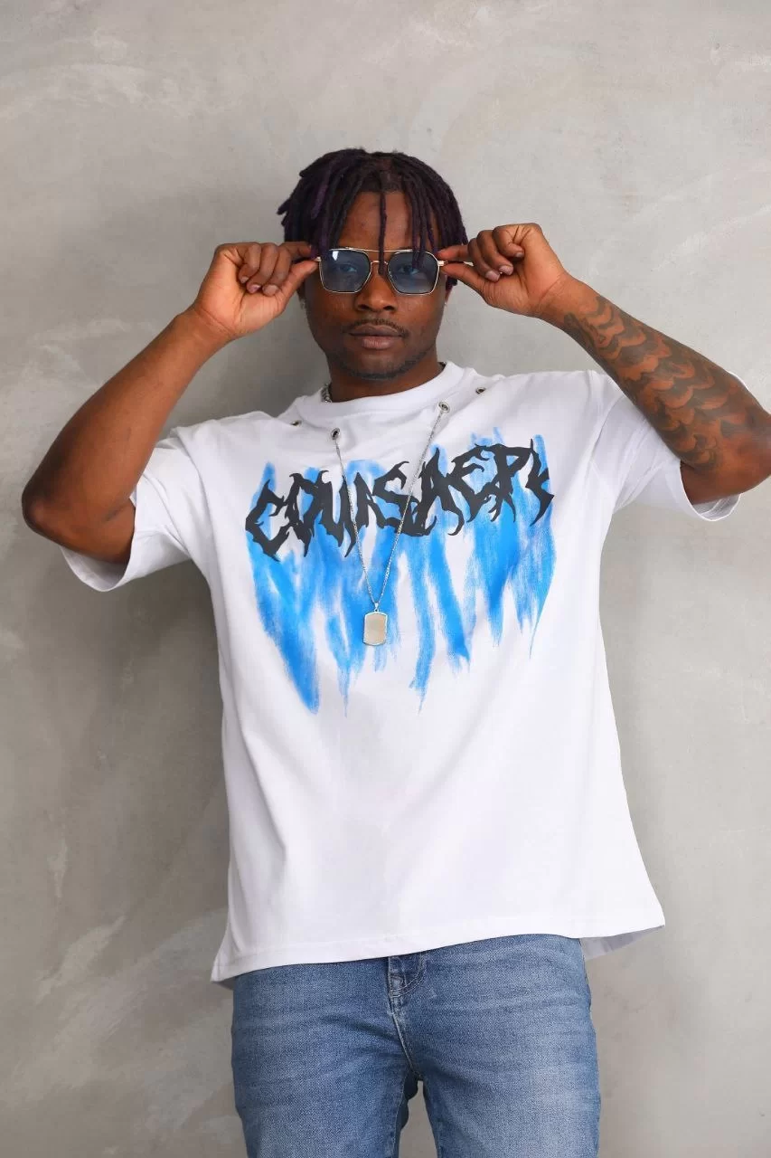 Unisex Oversize Kolye Dahil T-Shirt - Beyaz Görseli