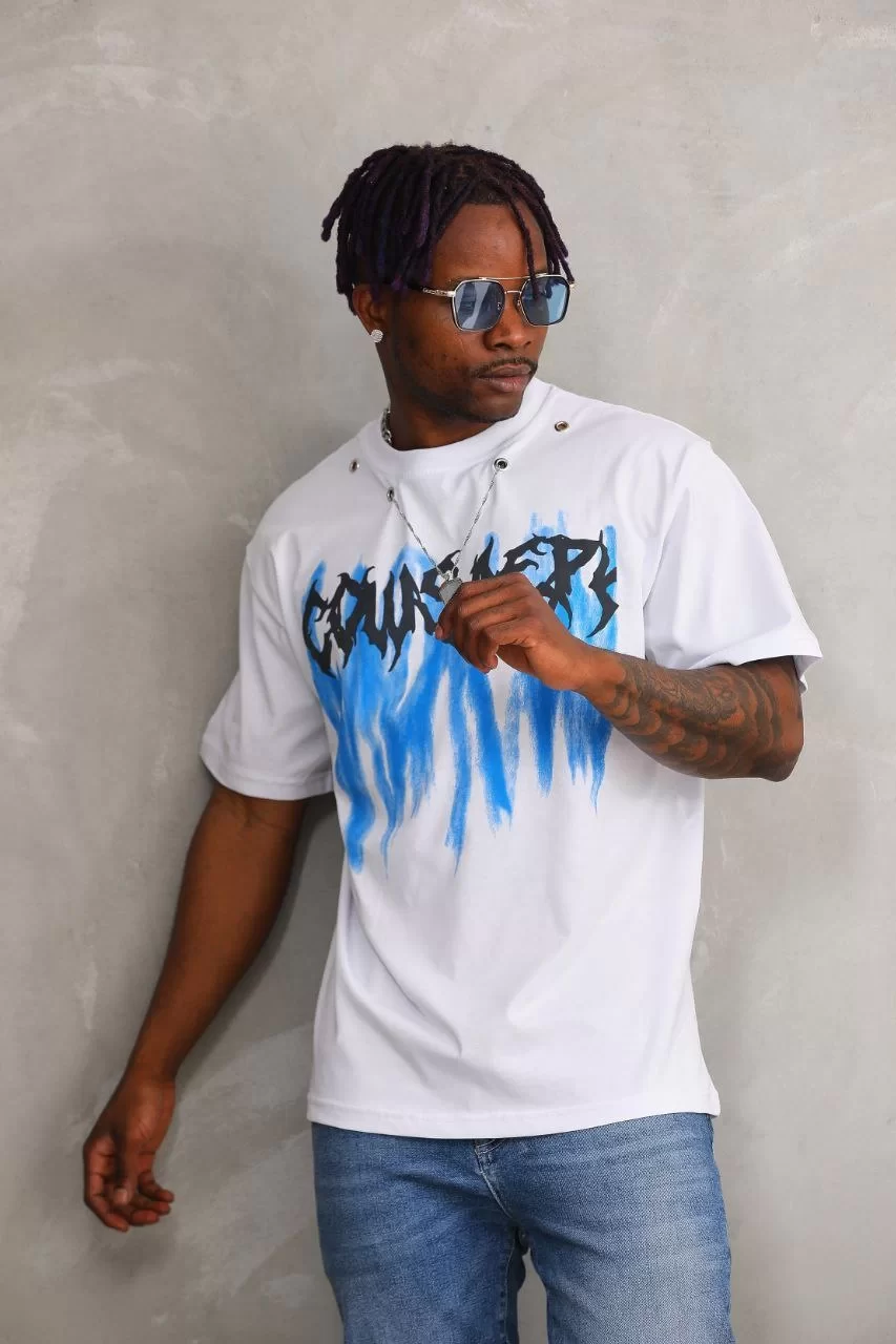 Unisex Oversize Kolye Dahil T-Shirt - Beyaz Görseli