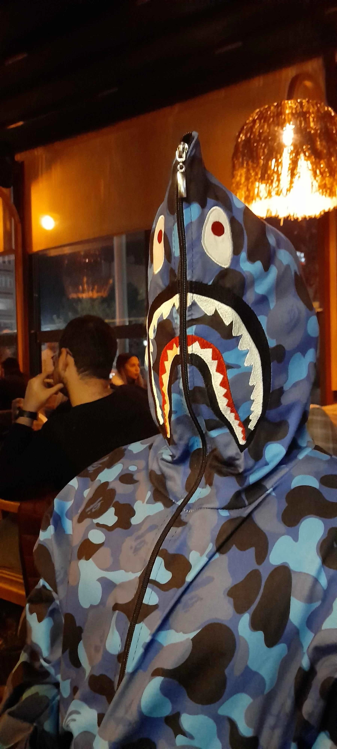 Unisex Pubg Bape x Shark Hoodie - Mavi Görseli