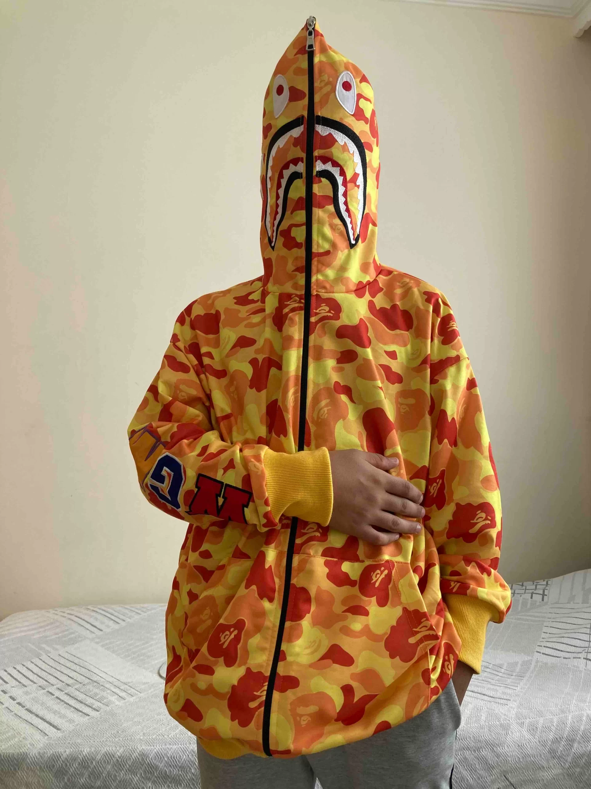 Unisex Pubg Bape x Shark Hoodie - Sarı Görseli