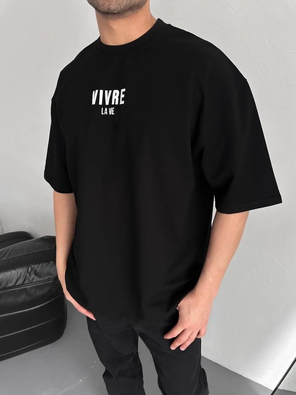 Men's Black Regular Cycling Neck Front Back Printed T-Shirt 6