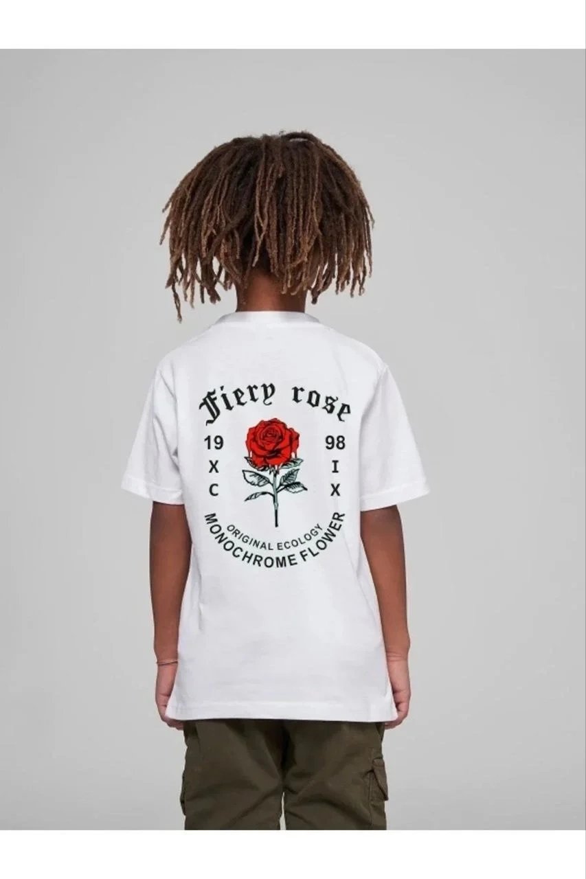 Bluzë për fëmijë të bardhë me printim, oversize 4