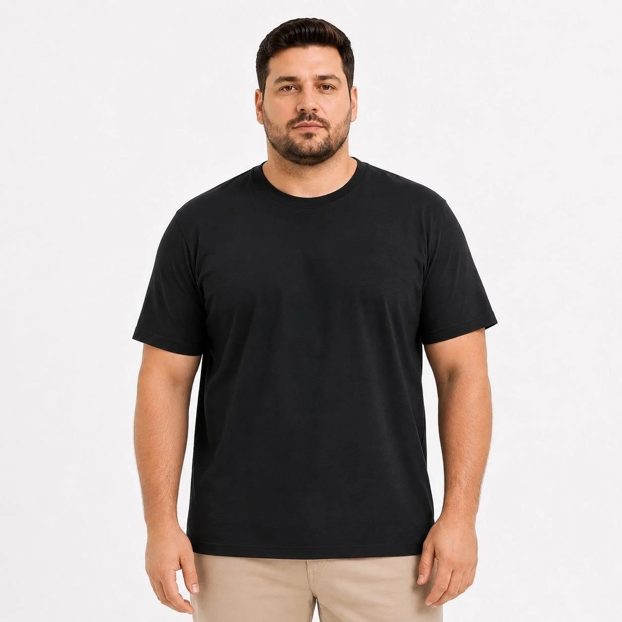 Murš Črno Big Size Kolo Vrat Basic Majica 3