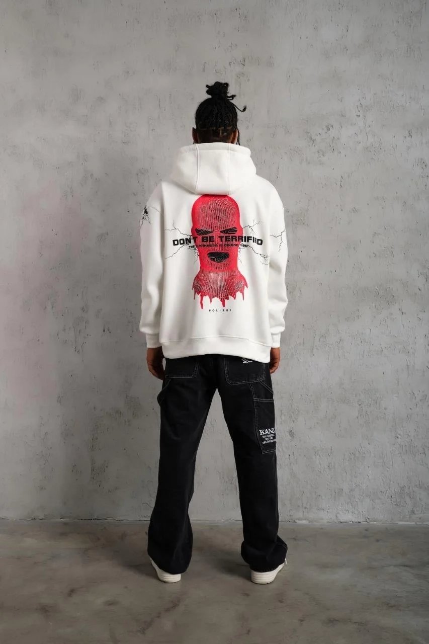 Mêr Spî 3 Têl Pembû Kêşkêşî Çapkirî Sweatshirt 5