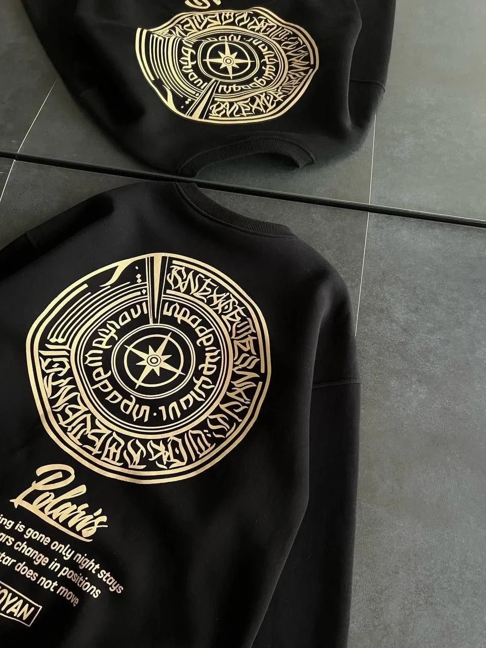 Γυναικείο Μαύρο Oversize 3-κλωνο Βαμβακερό Φούτερ με Print, Στρογγυλή Λαιμόκοψη 4