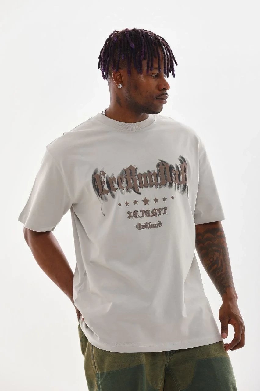 Машки сив oversize велосипед јака печат маица 3