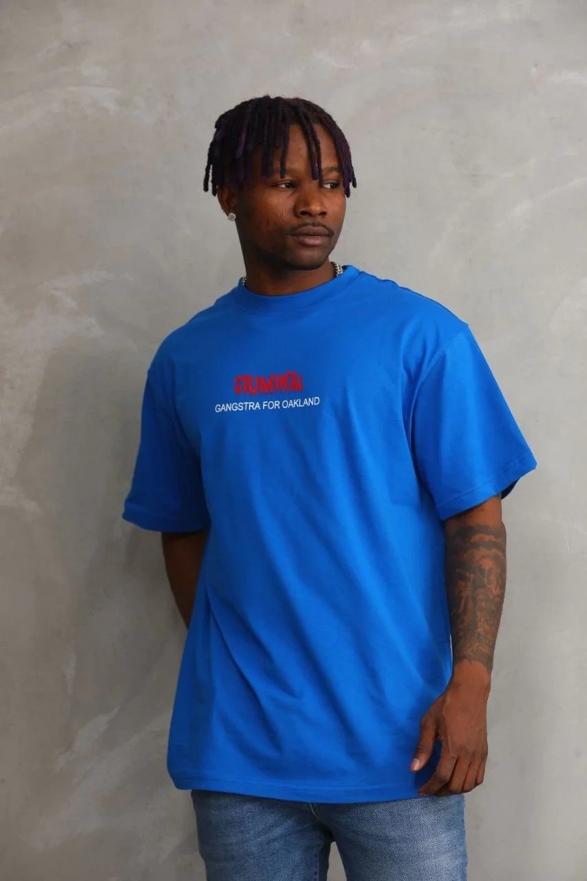 Машки сино Oversize бицикли јака печатена маица 6