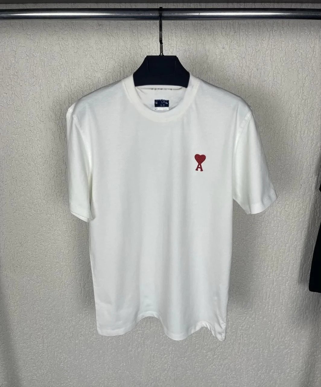 Férfi Fehér Oversize Kerékpárnyomott Szív Nyomott Póló 3