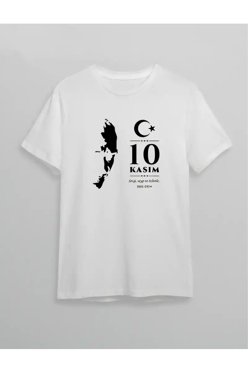 10 Kasım Atatürk Baskılı T-shirt - Beyaz