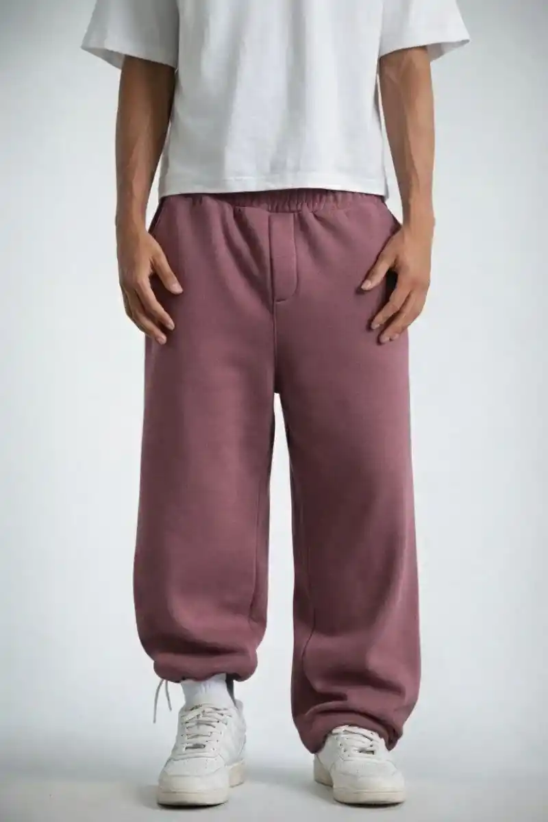 Erkek Baggy Alt Eşofman - Gül Kurusu