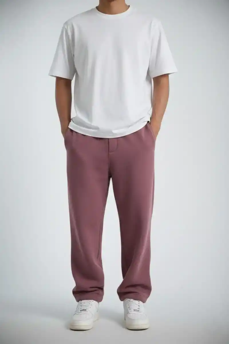 Erkek Baggy Alt Eşofman - Gül Kurusu