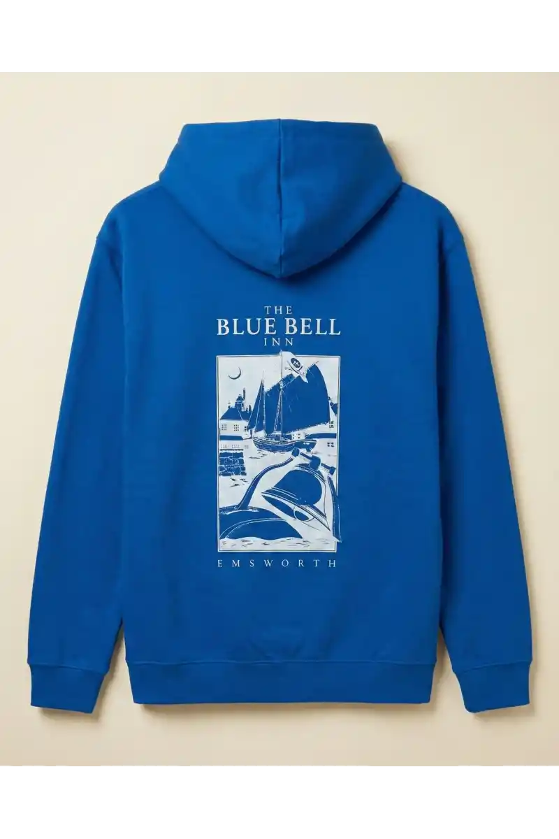 Erkek Baskılı Kapüşonlu Hoodie 3 İplik İçi Pamuklu Kanguru Cepli - Saks Mavisi