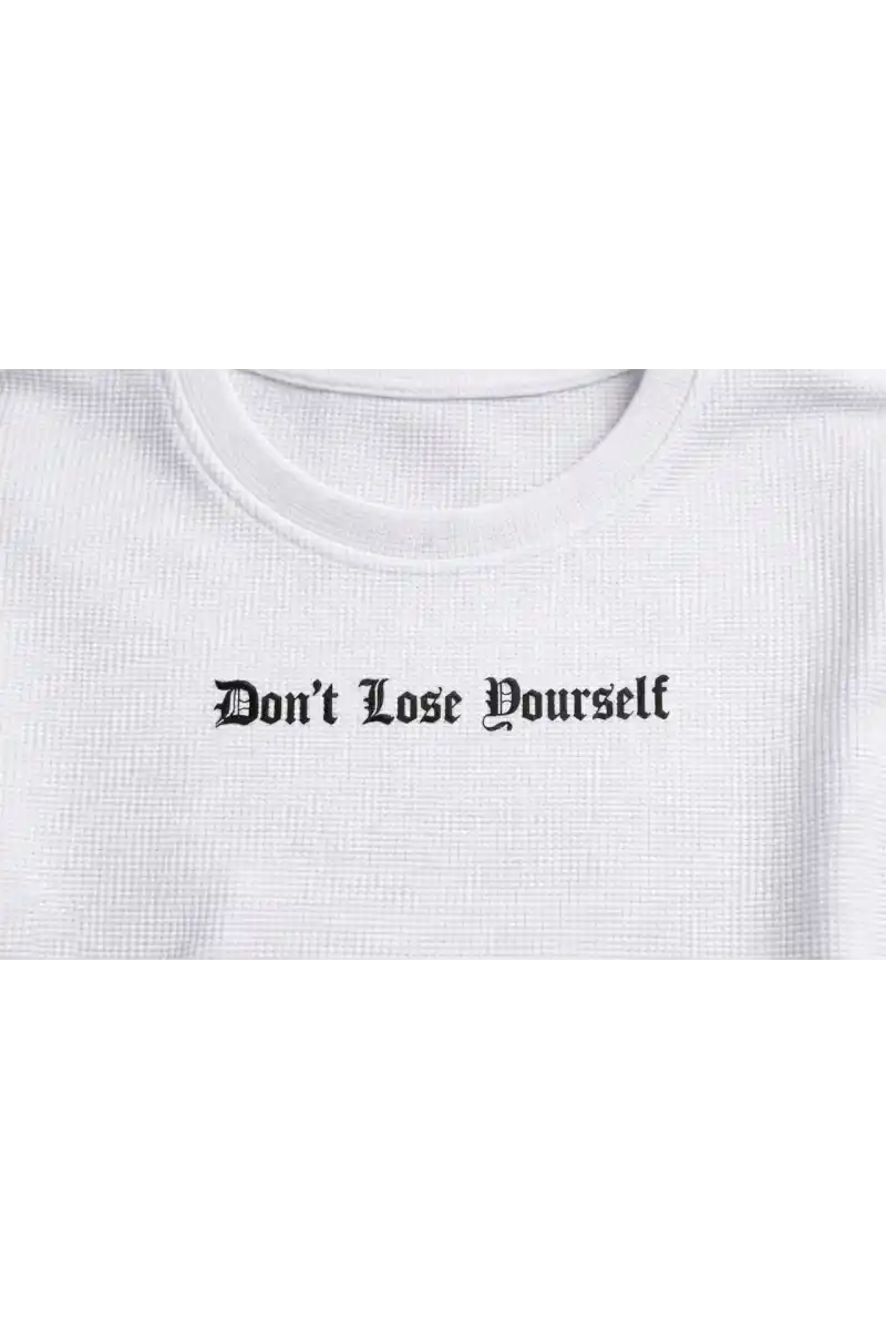 Erkek Wafıl Kumaş Tişört Regular Kalıp Bisiklet Yaka Baskılı Günlük Basic T-Shirt - Beyaz