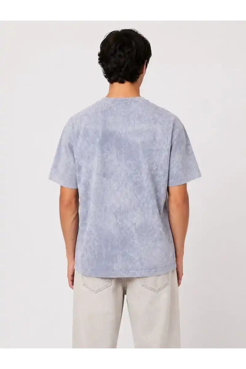 Erkek Yıkamalı Washed Effect Tişört Bisiklet Yaka Sokak Stil Kısa Kol T-Shirt - Gri