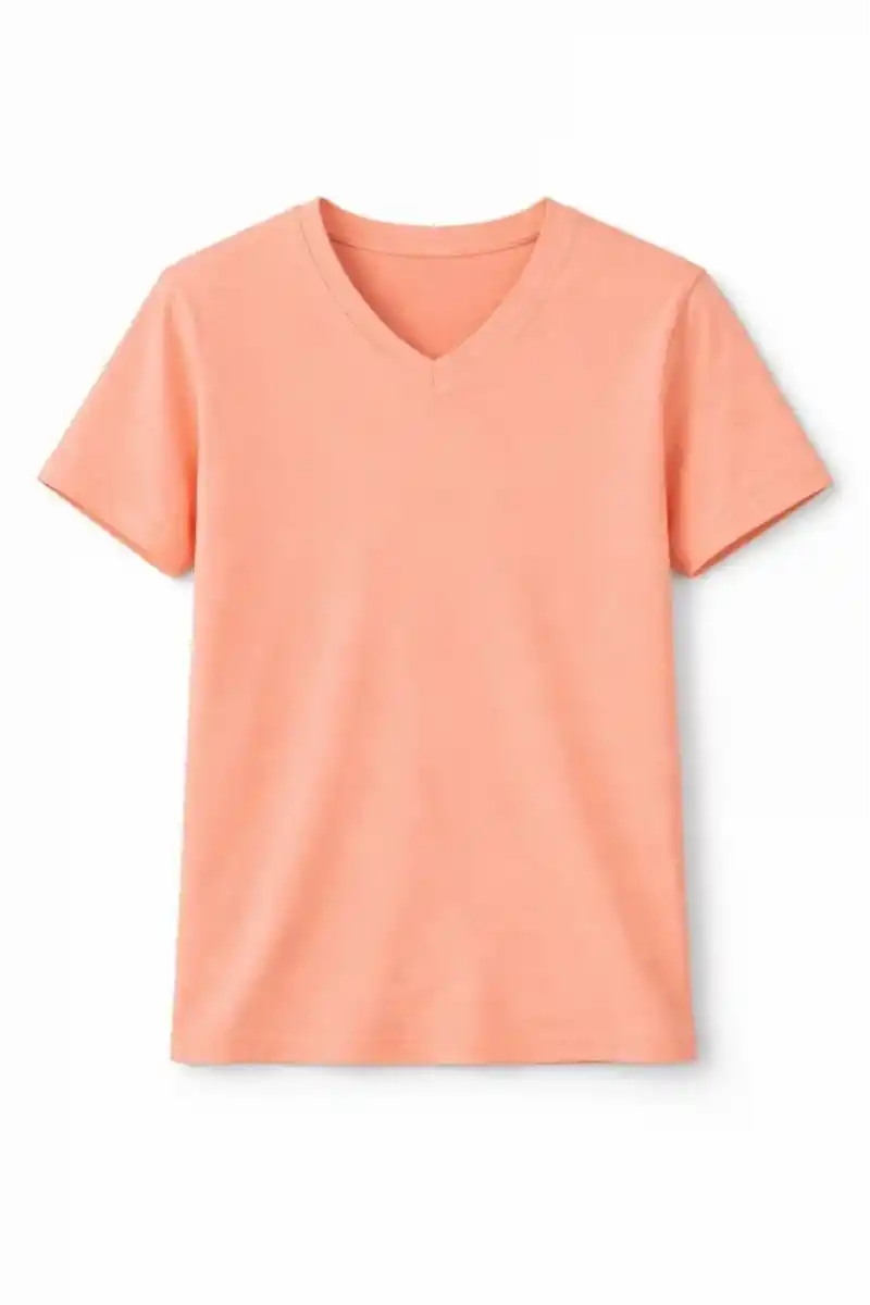 Genç Kız Çocuk V Yaka Tişört Model - Toz Pembe