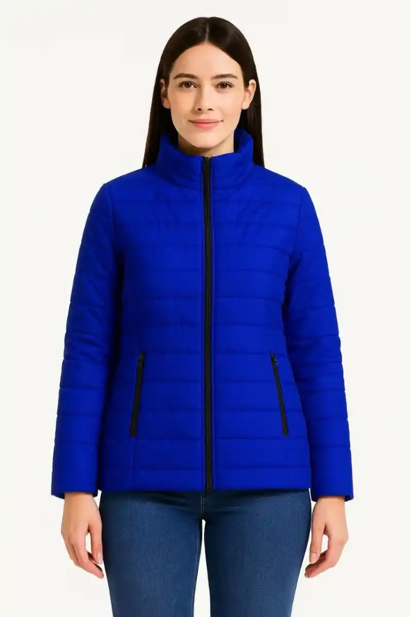 Kadın Bomber Mont Ceket – Su İtici Kumaş, Kapitone Astarlı, Fermuarlı, Kışlık - Saks Mavisi