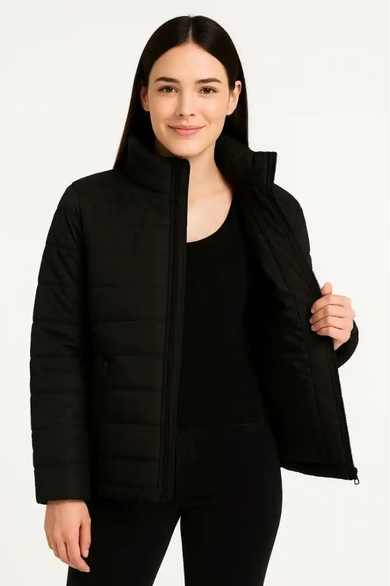 Kadın Bomber Mont Ceket – Su İtici Kumaş, Kapitone Astarlı, Fermuarlı, Kışlık - Siyah