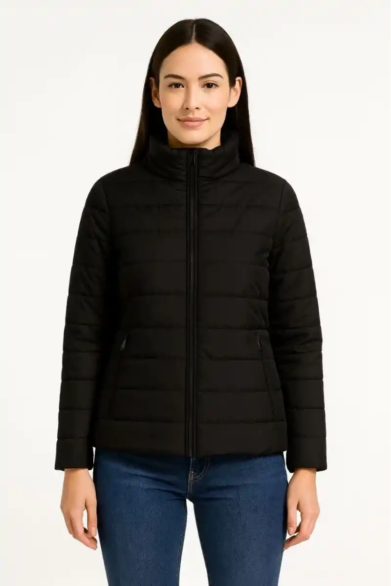 Kadın Bomber Mont Ceket – Su İtici Kumaş, Kapitone Astarlı, Fermuarlı, Kışlık - Siyah