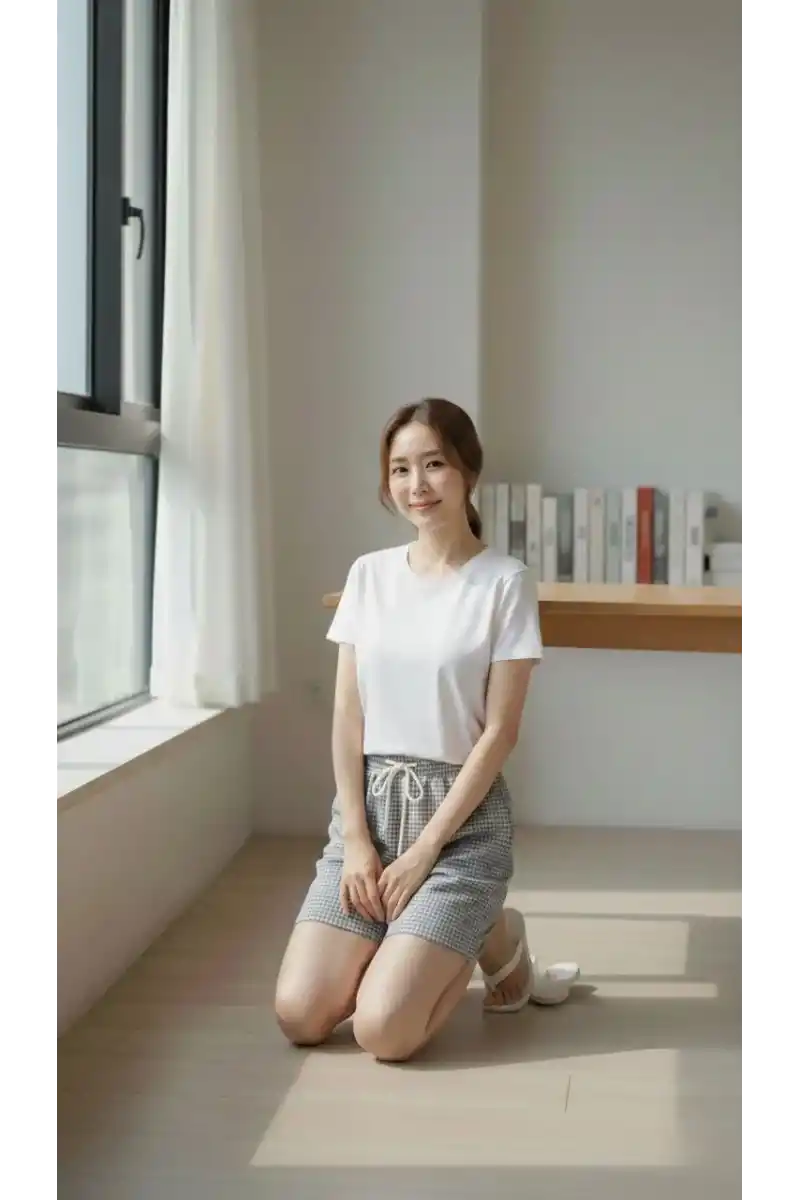 Kadın Pötikareli Şort Beli Lastikli Bağcıklı Cepli Kesim Şort - Füme