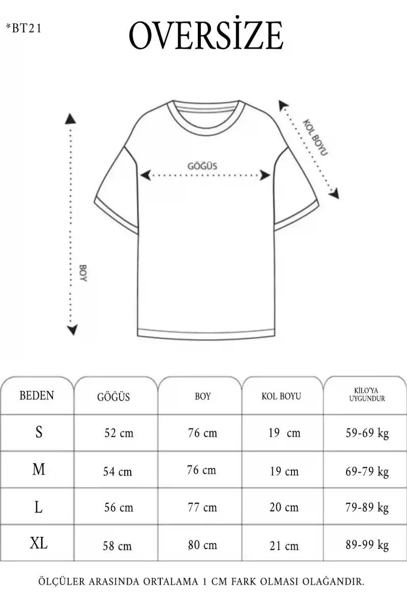 kadın Bisiklet Yaka Baskılı Oversize T-Shirt - Siyah